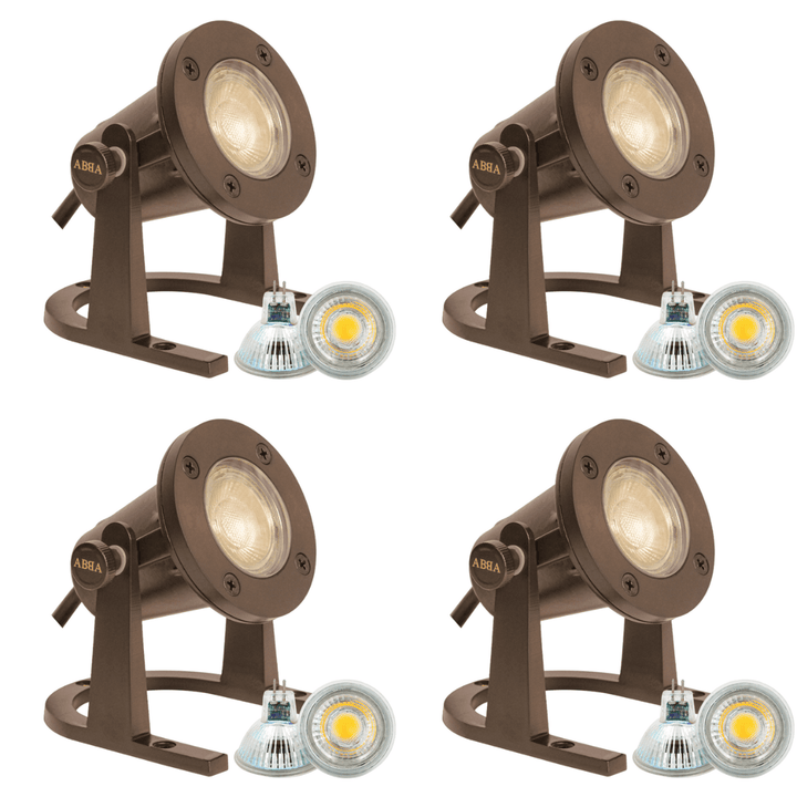 Outdoor Landscape Lighting LED 12V Low Voltage ULB01 4x/8x/12x Package 12V Low Voltage Underwater Brass LED Fountain Pond Lighting with MR16 5W 3000K Bulb 4 Pack
