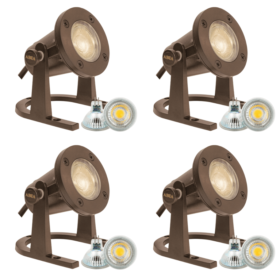 Outdoor Landscape Lighting LED 12V Low Voltage ULB01 4x/8x/12x Package 12V Low Voltage Underwater Brass LED Fountain Pond Lighting with MR16 5W 3000K Bulb 4 Pack