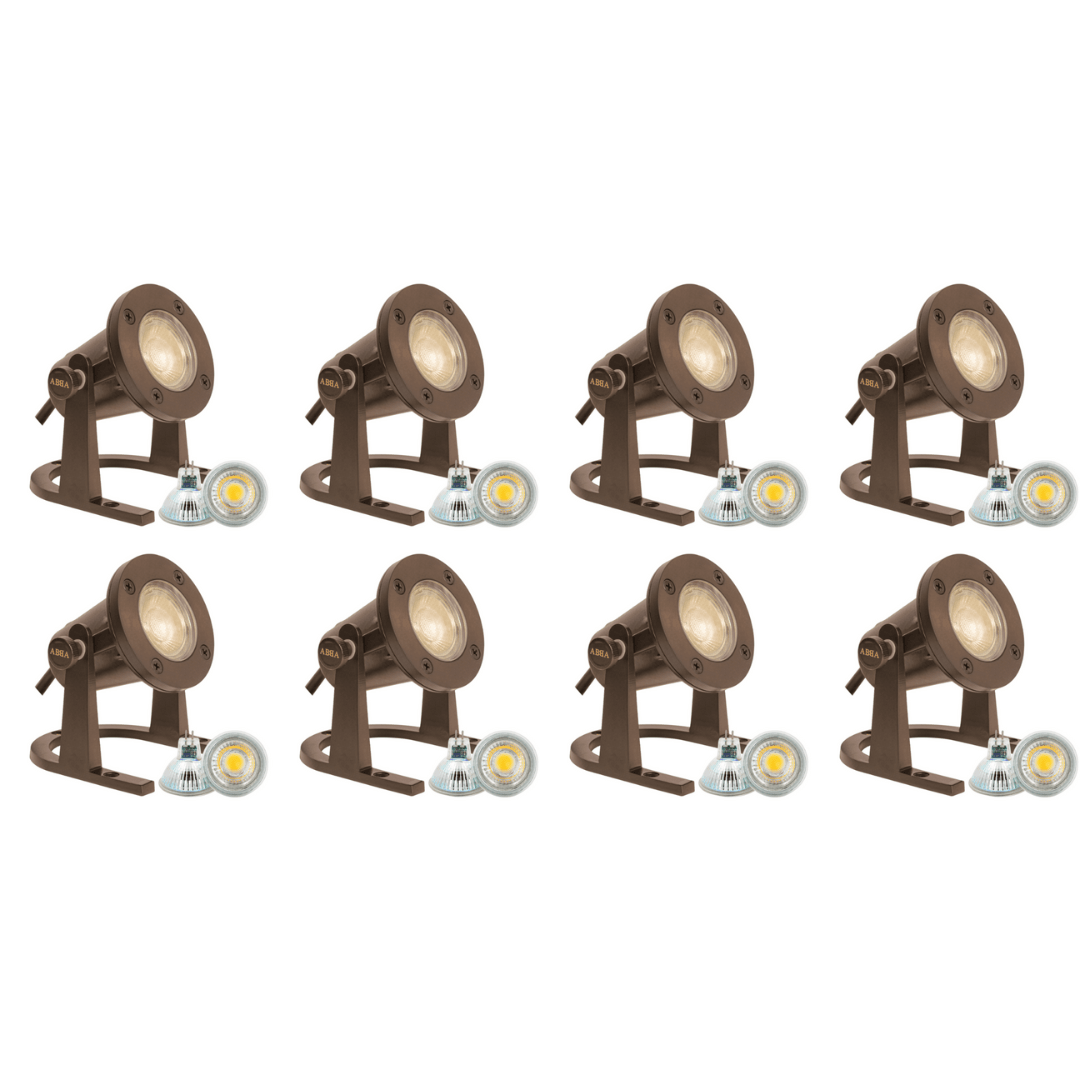Outdoor Landscape Lighting LED 12V Low Voltage ULB01 4x/8x/12x Package 12V Low Voltage Underwater Brass LED Fountain Pond Lighting with MR16 5W 3000K Bulb 8 Pack