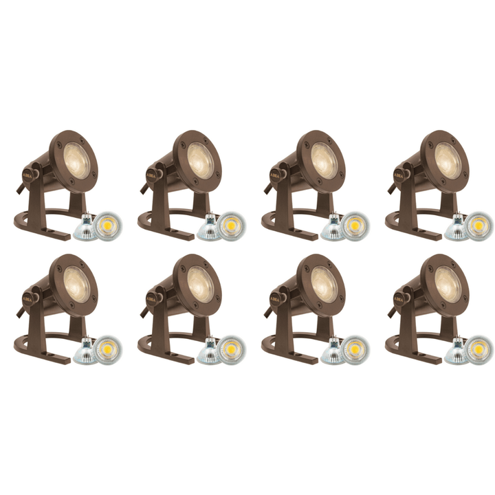 Outdoor Landscape Lighting LED 12V Low Voltage ULB01 4x/8x/12x Package 12V Low Voltage Underwater Brass LED Fountain Pond Lighting with MR16 5W 3000K Bulb 8 Pack