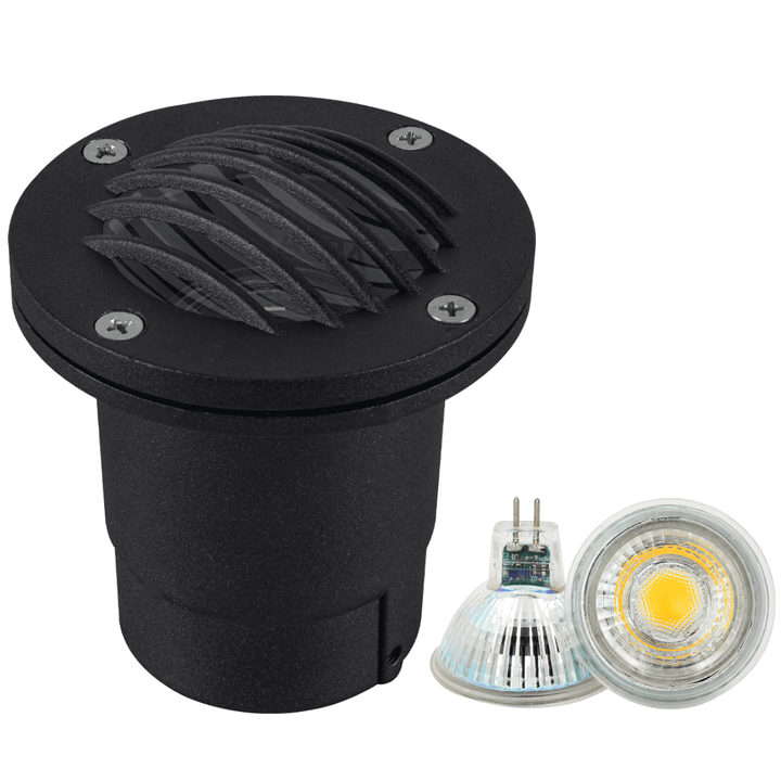 Outdoor Landscape Lighting LED 12V Low Voltage UNA06 4x/8x/12x Package Cast Aluminum 12V Low Voltage Round Grill LED In-ground Well Light IP65 Waterproof with MR16 5W 3000K Bulb
