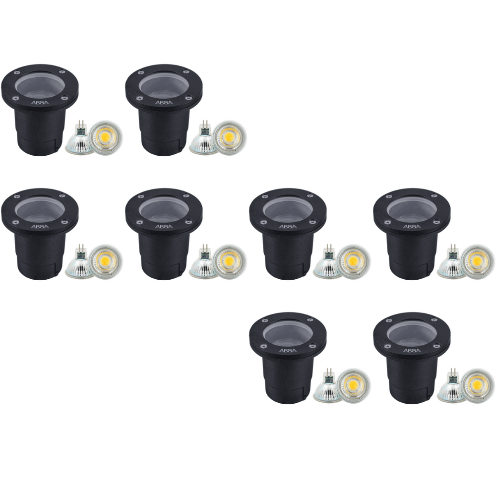 Outdoor Landscape Lighting LED 12V Low Voltage UNA07 4x/8x/12x Package Cast Aluminum 12V Low Voltage Round LED In-ground Well Light IP65 Waterproof with MR16 5W 3000K Bulb 8 Pack