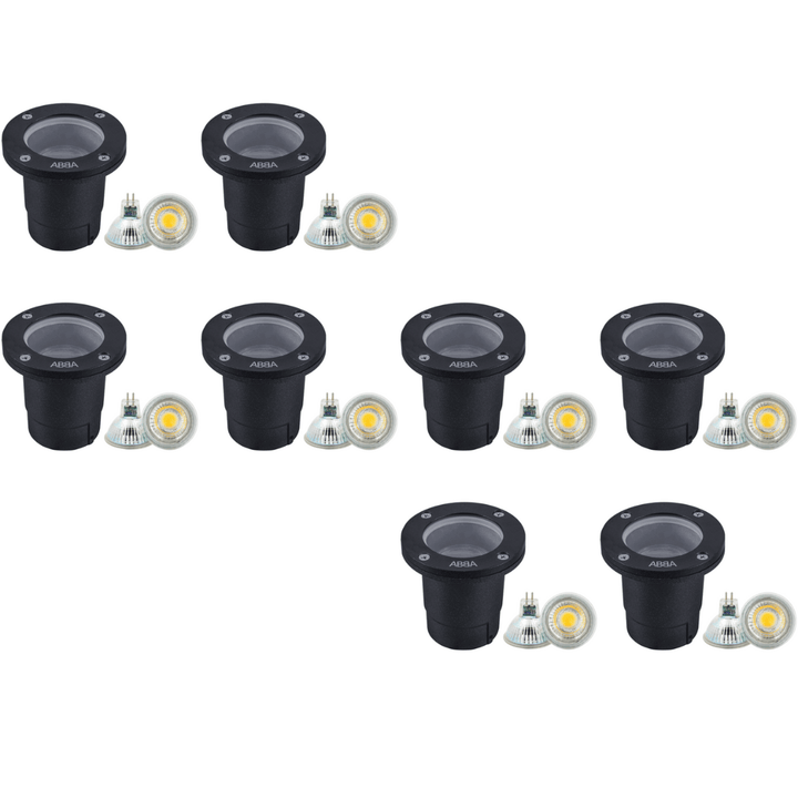 Outdoor Landscape Lighting LED 12V Low Voltage UNA07 4x/8x/12x Package Cast Aluminum 12V Low Voltage Round LED In-ground Well Light IP65 Waterproof with MR16 5W 3000K Bulb 8 Pack