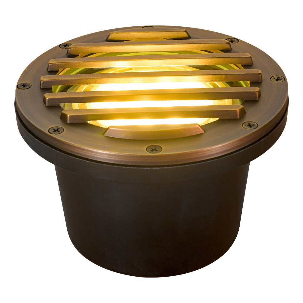 Outdoor Landscape Lighting LED 12V Low Voltage UNB01 Cast Brass In-Ground Well Light | 12V Low Voltage Landscape Light Lamp Ready PAR36 Socket