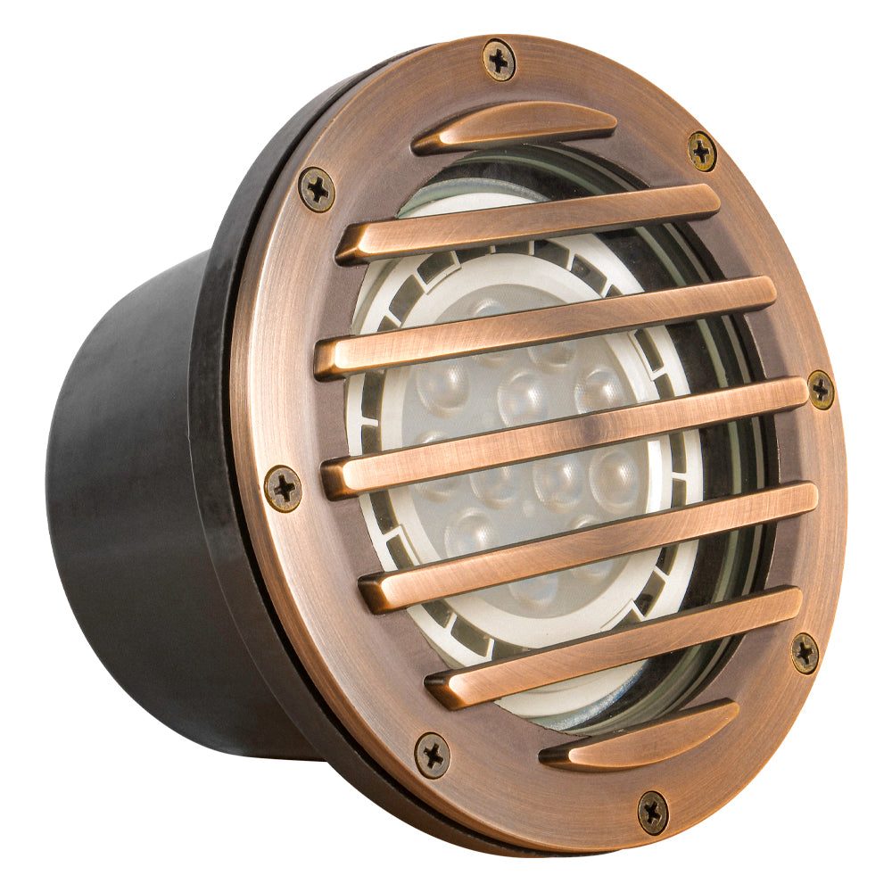 Outdoor Landscape Lighting LED 12V Low Voltage UNB01 Cast Brass In-Ground Well Light | 12V Low Voltage Landscape Light Lamp Ready PAR36 Socket