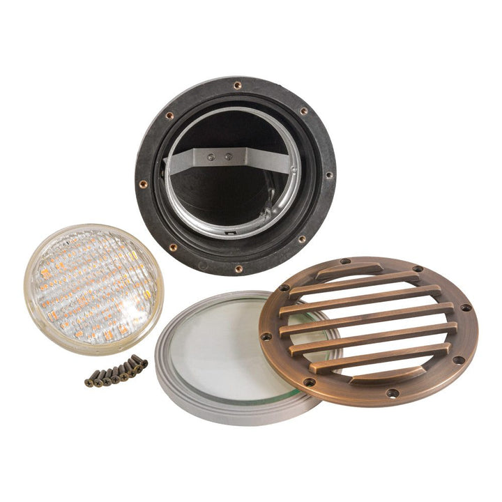 Outdoor Landscape Lighting LED 12V Low Voltage UNB01 Cast Brass In-Ground Well Light | 12V Low Voltage Landscape Light Lamp Ready PAR36 Socket