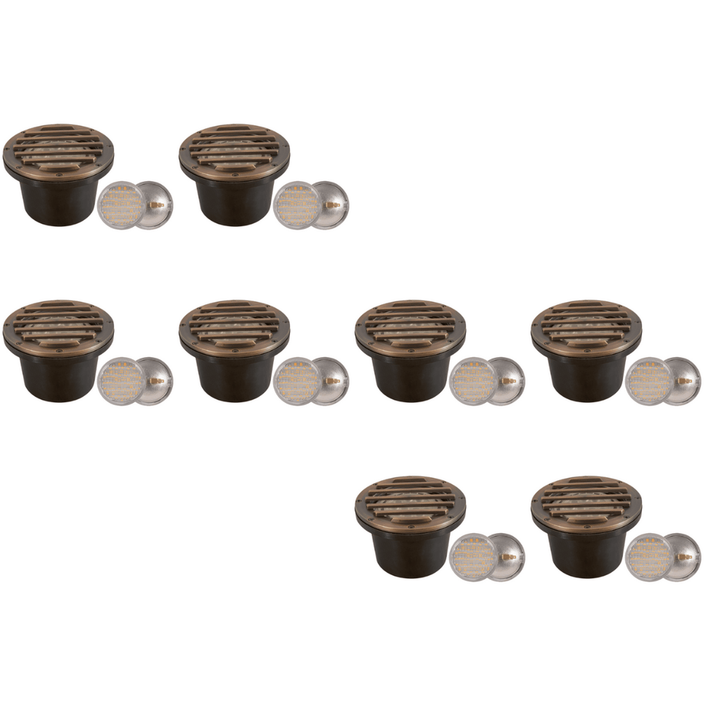 Outdoor Landscape Lighting LED 12V Low Voltage UNB01 4x/8x/12x Package Cast Brass 12V Low Voltage Grille Commercial LED In-ground Well Light IP65 Waterproof with PAR36 10W 160° 3000K Light Bulb 8 Pack
