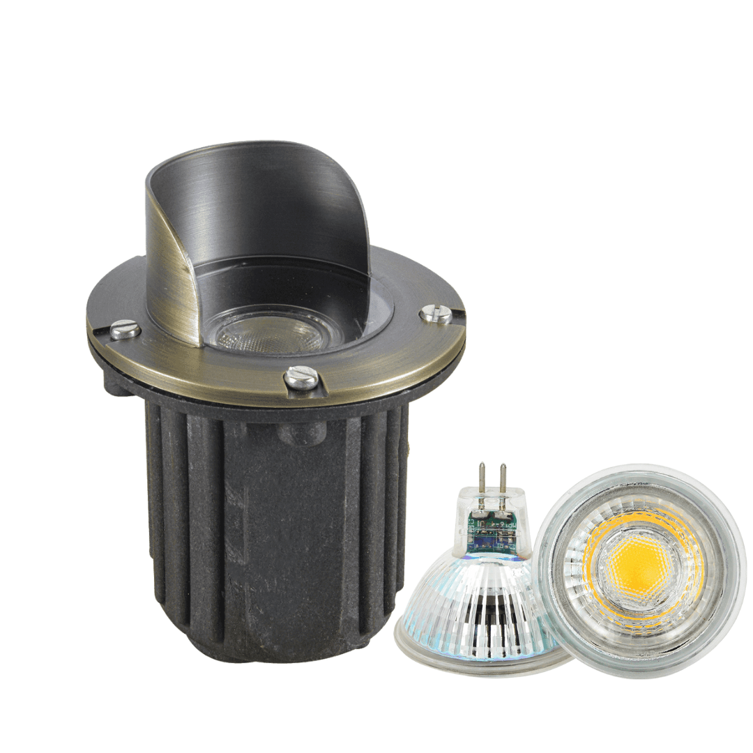 Outdoor Landscape Lighting LED 12V Low Voltage UNB03 4x/8x/12x Package Cast Brass 12V Low Voltage Shielded LED In-ground Well Light IP65 Waterproof with MR16 5W 3000K Bulb