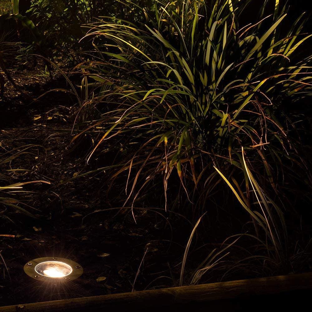Outdoor Landscape Lighting LED 12V Low Voltage UNB04 4x/8x/12x Package Cast Brass 12V Low Voltage Round LED In-Ground Well Light IP65 Waterproof with MR16 5W 3000K Bulb