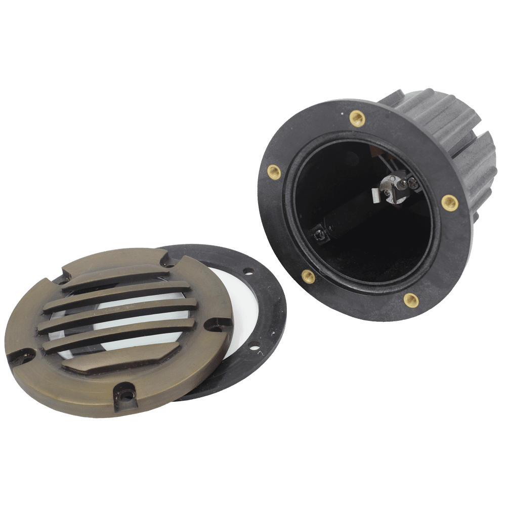 Outdoor Landscape Lighting LED 12V Low Voltage UNB06 Cast Brass In-Ground Well Light | 12V Low Voltage Landscape Light Lamp Ready MR16 Socket