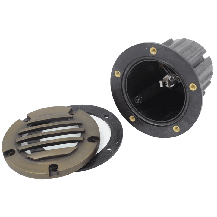 Outdoor Landscape Lighting LED 12V Low Voltage UNB06 Cast Brass In-Ground Well Light | 12V Low Voltage Landscape Light Lamp Ready MR16 Socket