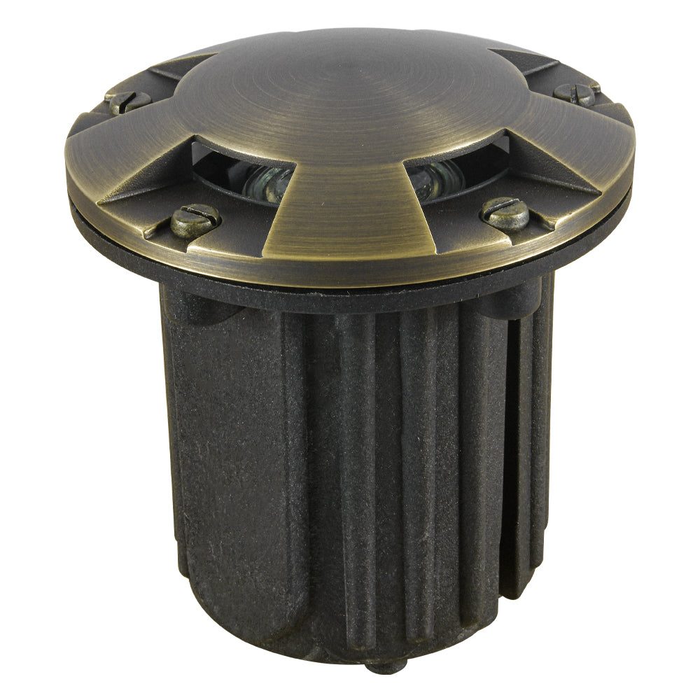 Outdoor Landscape Lighting LED 12V Low Voltage UNB07 Cast Brass In-Ground Well Light | 12V Low Voltage Landscape Light Lamp Ready MR16 Socket Natural Brass