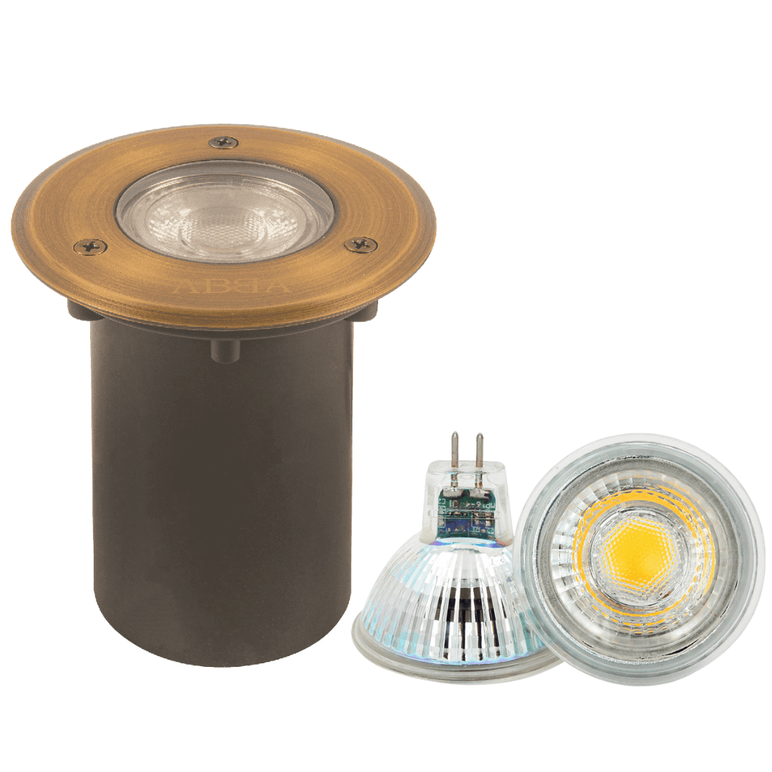 Outdoor Landscape Lighting LED 12V Low Voltage UNB12 4x/8x/12x Package Cast Brass 12V Low Voltage Round LED In-ground Well Light IP65 Waterproof with MR16 5W 3000K Bulb