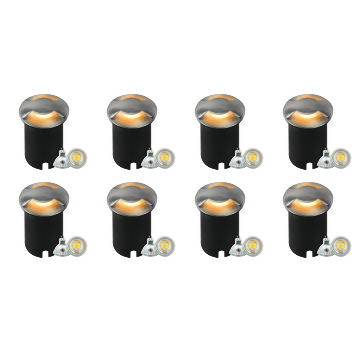 Outdoor Landscape Lighting LED 12V Low Voltage UNS04 4x/8x/12x Package Stainless Steel Bi Directional Two Slit In-Ground 12V Low Voltage LED In Ground Landscape Lighting with MR16 5W 3000K Bulb 8 Pack Stainless Steel