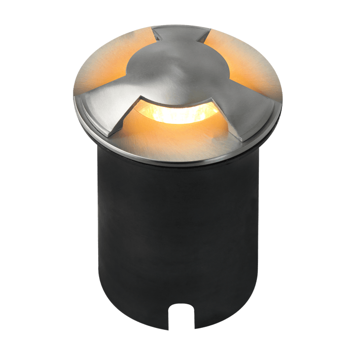 Outdoor Landscape Lighting LED 12V Low Voltage UNS05 Stainless Steel Tri Directional Three Slit In-Ground 12V Low Voltage LED In Ground Landscape Lighting Lamp Ready MR16 Socket Stainless Steel