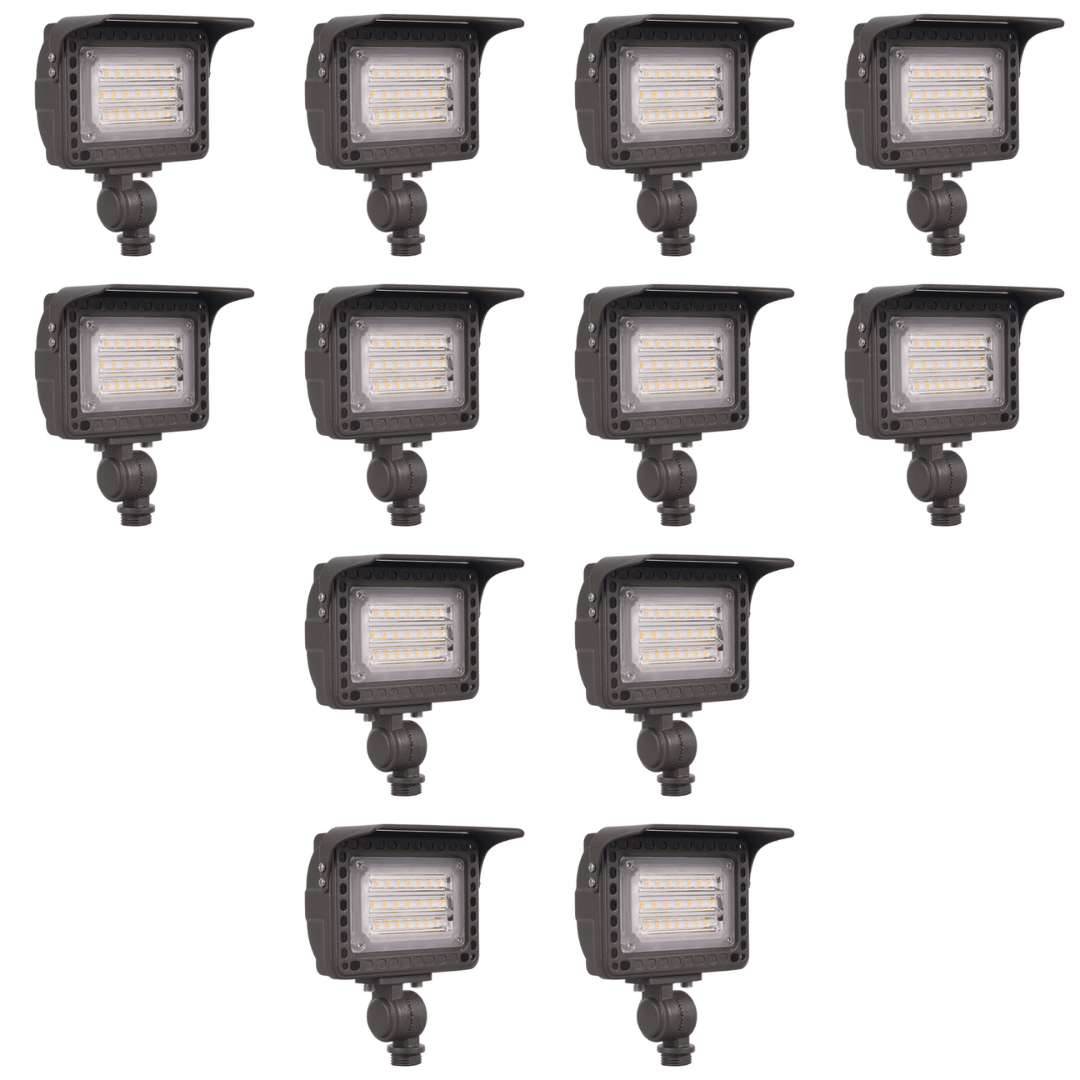 Outdoor Landscape Lighting LED 12V Low Voltage FLACCT20 Bronze 4x/8x/12x Package 12V Low Voltage Adjustable CCT and Wattage 5W-20W Integrated LED Landscape Lighting Aluminum Outdoor Floodlight 12 Pack