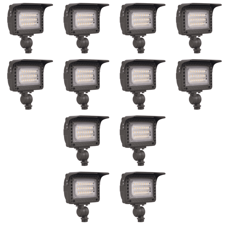 Outdoor Landscape Lighting LED 12V Low Voltage FLACCT20 Bronze 4x/8x/12x Package 12V Low Voltage Adjustable CCT and Wattage 5W-20W Integrated LED Landscape Lighting Aluminum Outdoor Floodlight 12 Pack