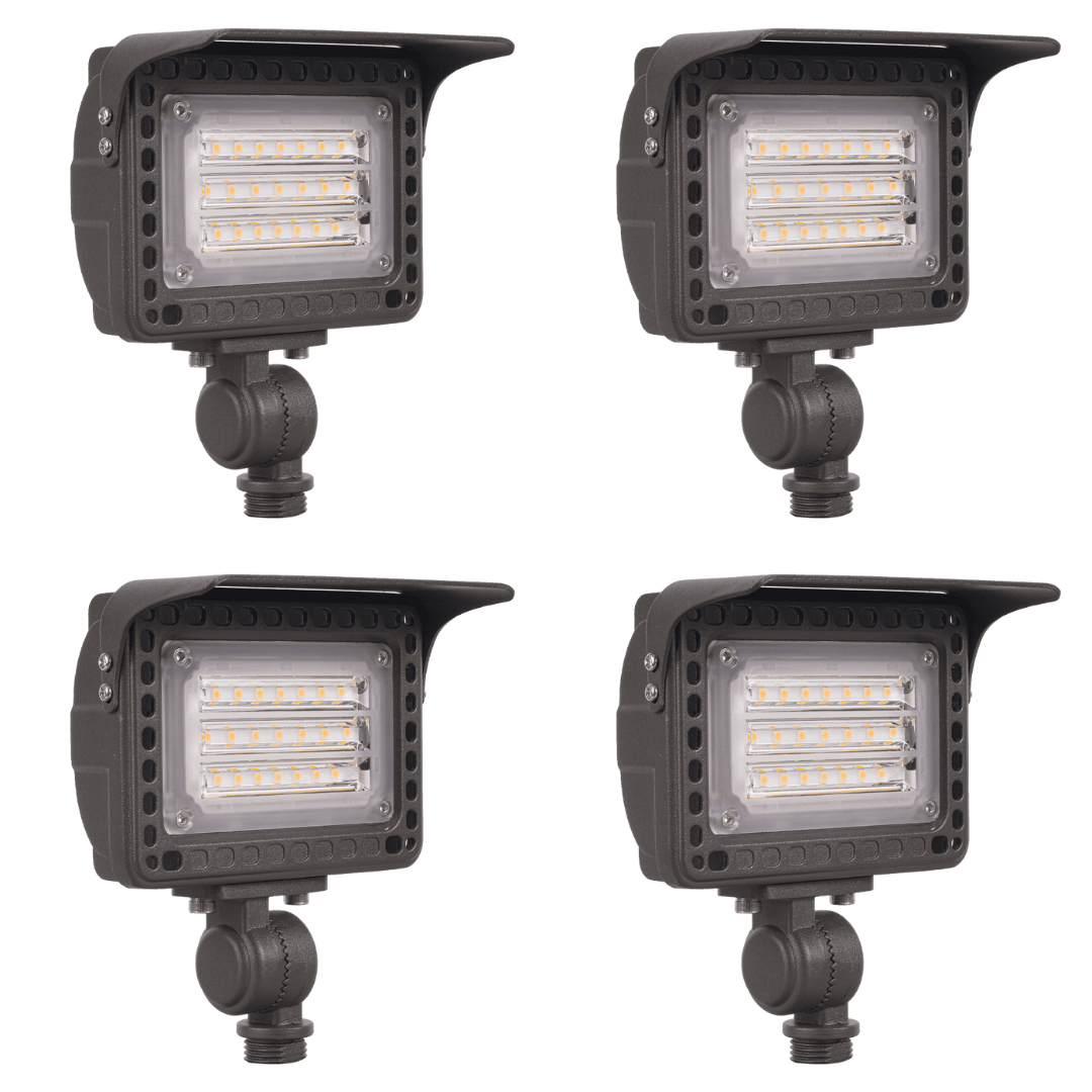 Outdoor Landscape Lighting LED 12V Low Voltage FLACCT20 Bronze 4x/8x/12x Package 12V Low Voltage Adjustable CCT and Wattage 5W-20W Integrated LED Landscape Lighting Aluminum Outdoor Floodlight 4 Pack