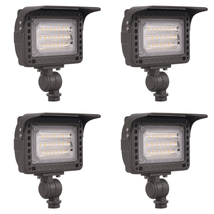 Outdoor Landscape Lighting LED 12V Low Voltage FLACCT20 Bronze 4x/8x/12x Package 12V Low Voltage Adjustable CCT and Wattage 5W-20W Integrated LED Landscape Lighting Aluminum Outdoor Floodlight 4 Pack