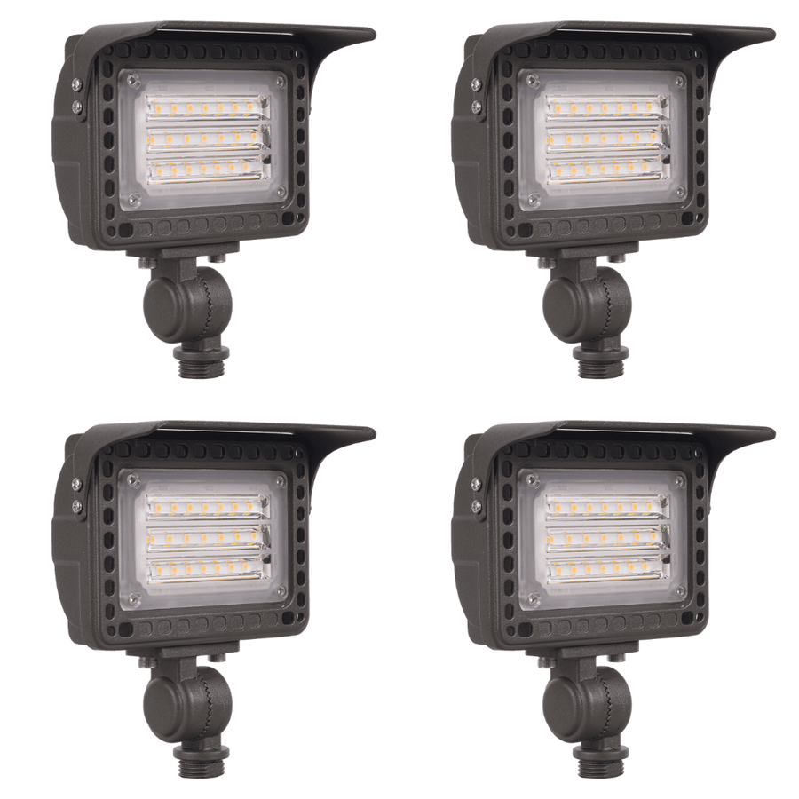 Outdoor Landscape Lighting LED 12V Low Voltage FLACCT20 Bronze 4x/8x/12x Package 12V Low Voltage Adjustable CCT and Wattage 5W-20W Integrated LED Landscape Lighting Aluminum Outdoor Floodlight 4 Pack