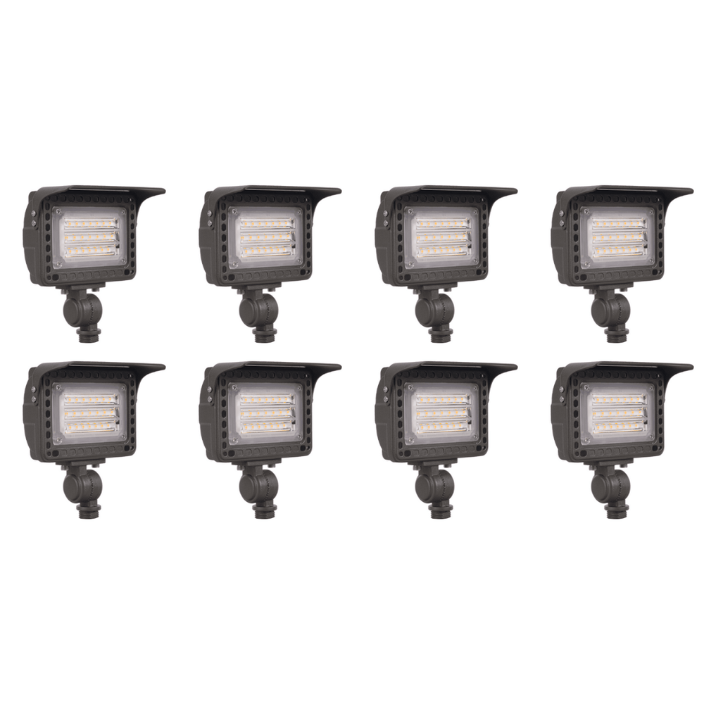 Outdoor Landscape Lighting LED 12V Low Voltage FLACCT20 Bronze 4x/8x/12x Package 12V Low Voltage Adjustable CCT and Wattage 5W-20W Integrated LED Landscape Lighting Aluminum Outdoor Floodlight 8 Pack