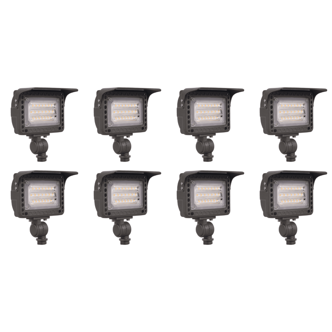 Outdoor Landscape Lighting LED 12V Low Voltage FLACCT20 Bronze 4x/8x/12x Package 12V Low Voltage Adjustable CCT and Wattage 5W-20W Integrated LED Landscape Lighting Aluminum Outdoor Floodlight 8 Pack