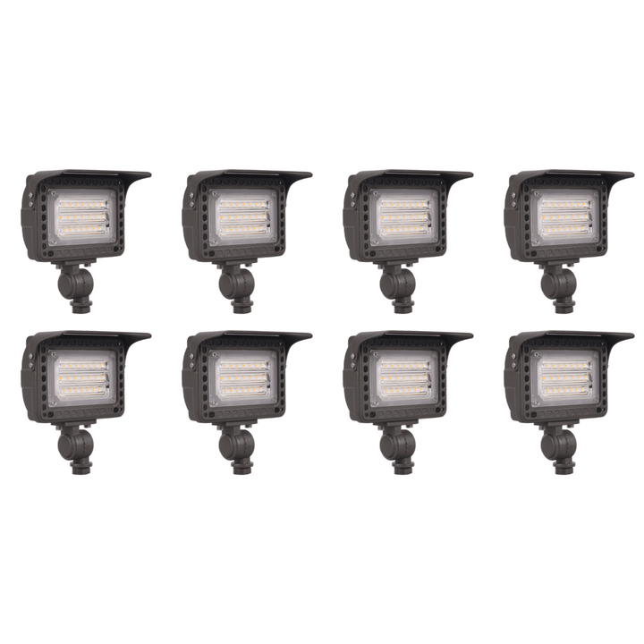 Outdoor Landscape Lighting LED 12V Low Voltage FLACCT20 Bronze 4x/8x/12x Package 12V Low Voltage Adjustable CCT and Wattage 5W-20W Integrated LED Landscape Lighting Aluminum Outdoor Floodlight 8 Pack