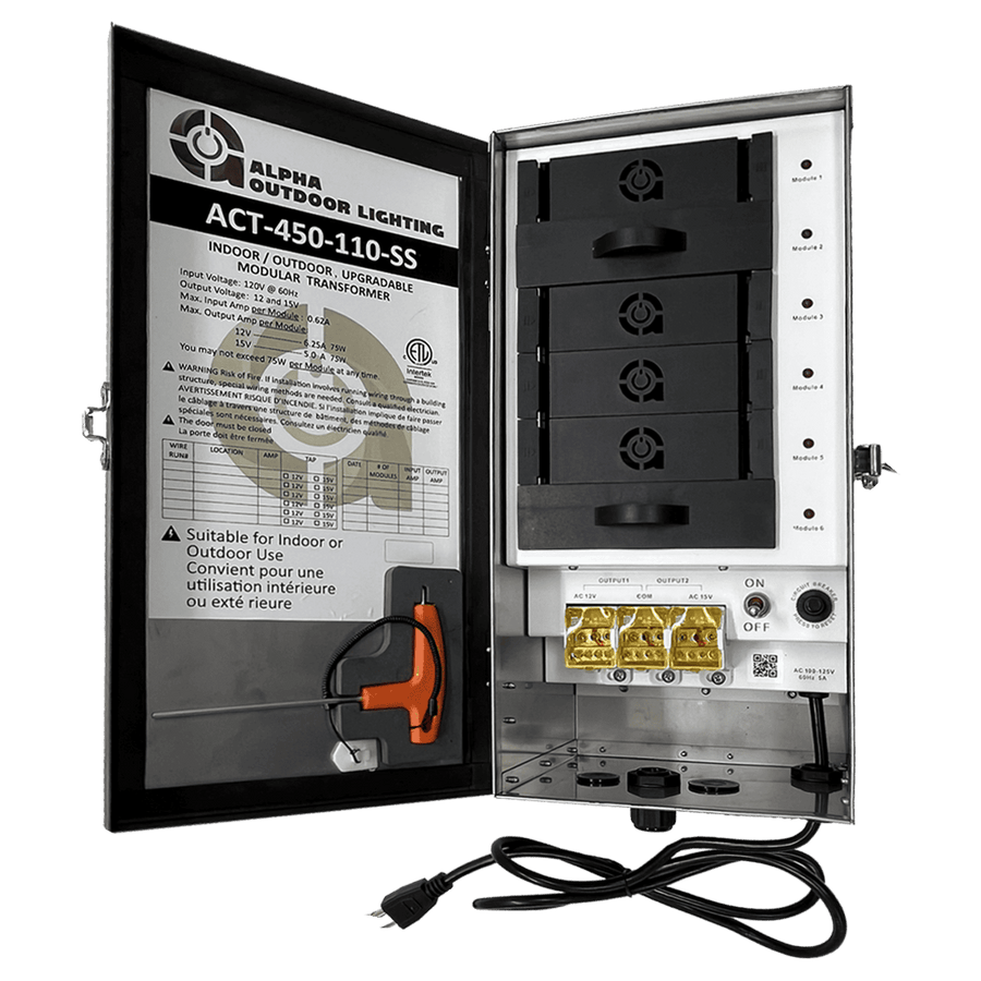 Outdoor Landscape Lighting LED 12V Low Voltage SS-450 150W - 450W Modular Upgradable Wattage Digital Smart Bluetooth 12V, 15V Low Voltage Outdoor Transformer IP65