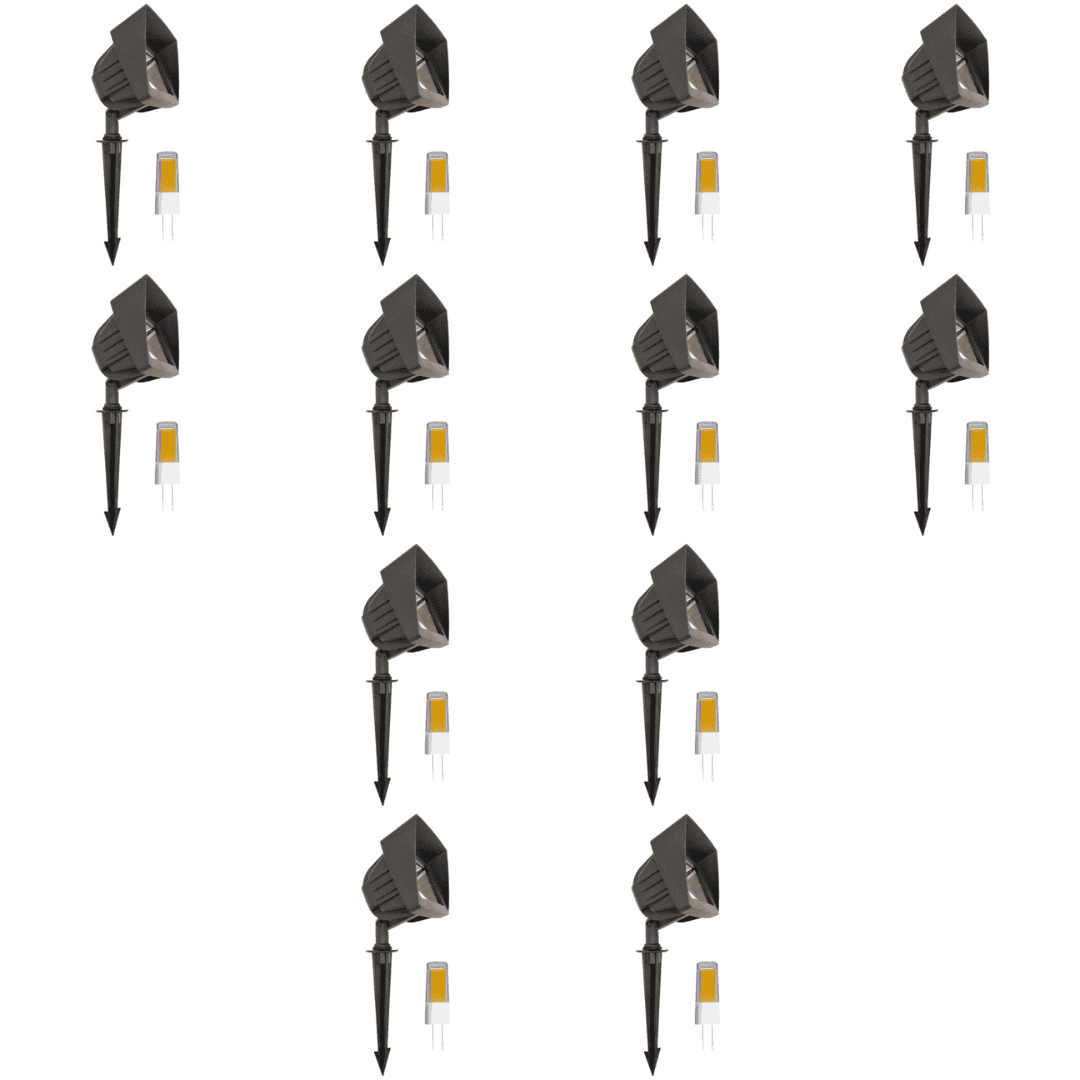 Outdoor Landscape Lighting LED 12V Low Voltage KL100 4x/8x/12x Package Low Voltage LED Directional Floodlight Adjustable Outdoor Lighting 3W 2700K Black 12 Pack