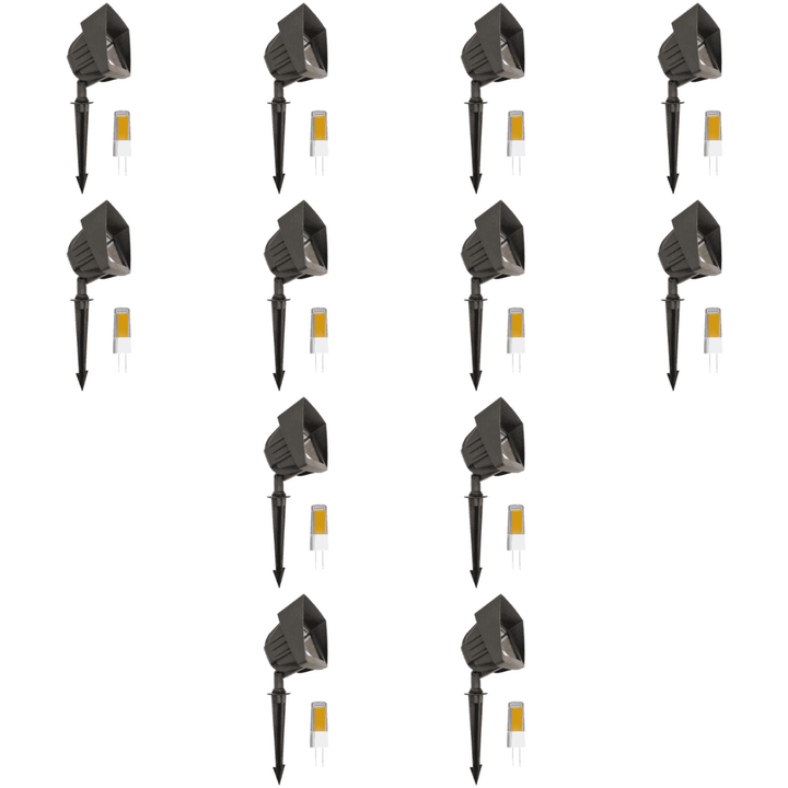 Outdoor Landscape Lighting LED 12V Low Voltage KL100 4x/8x/12x Package Low Voltage LED Directional Floodlight Adjustable Outdoor Lighting 3W 2700K Black 12 Pack