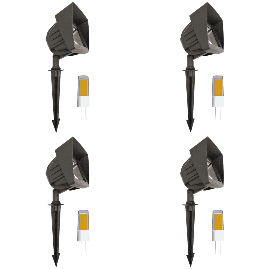 Outdoor Landscape Lighting LED 12V Low Voltage KL100 4x/8x/12x Package Low Voltage LED Directional Floodlight Adjustable Outdoor Lighting 3W 2700K Black 4 Pack