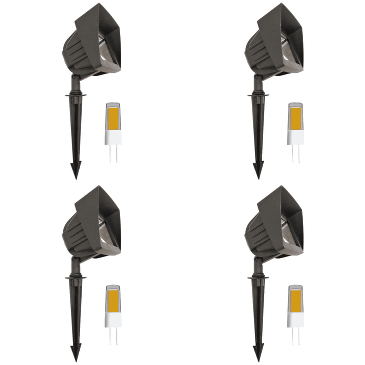 Outdoor Landscape Lighting LED 12V Low Voltage KL100 4x/8x/12x Package Low Voltage LED Directional Floodlight Adjustable Outdoor Lighting 3W 2700K Black 4 Pack