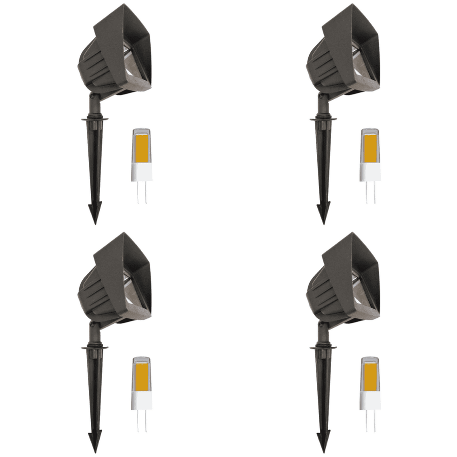 Outdoor Landscape Lighting LED 12V Low Voltage KL100 4x/8x/12x Package Low Voltage LED Directional Floodlight Adjustable Outdoor Lighting 3W 2700K Black 4 Pack