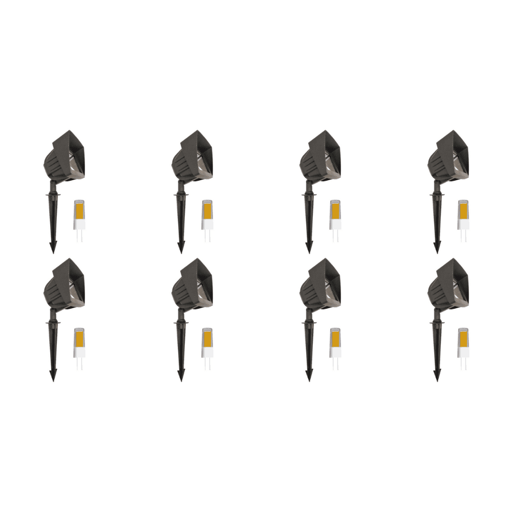 Outdoor Landscape Lighting LED 12V Low Voltage KL100 4x/8x/12x Package Low Voltage LED Directional Floodlight Adjustable Outdoor Lighting 3W 2700K Black 8 Pack