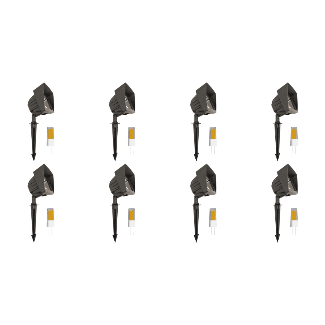 Outdoor Landscape Lighting LED 12V Low Voltage KL100 4x/8x/12x Package Low Voltage LED Directional Floodlight Adjustable Outdoor Lighting 3W 2700K Black 8 Pack