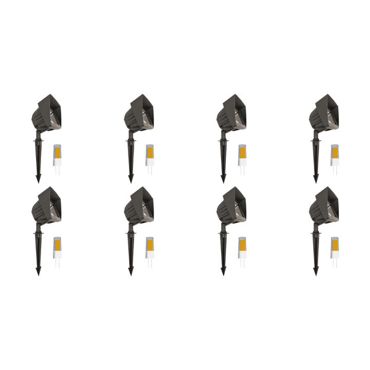 Outdoor Landscape Lighting LED 12V Low Voltage KL100 4x/8x/12x Package Low Voltage LED Directional Floodlight Adjustable Outdoor Lighting 3W 2700K Black 8 Pack
