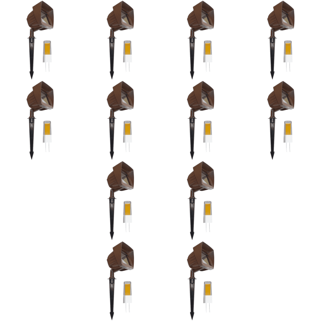 Outdoor Landscape Lighting LED 12V Low Voltage KL100 4x/8x/12x Package Low Voltage LED Directional Floodlight Adjustable Outdoor Lighting 3W 2700K Bronze 12 Pack