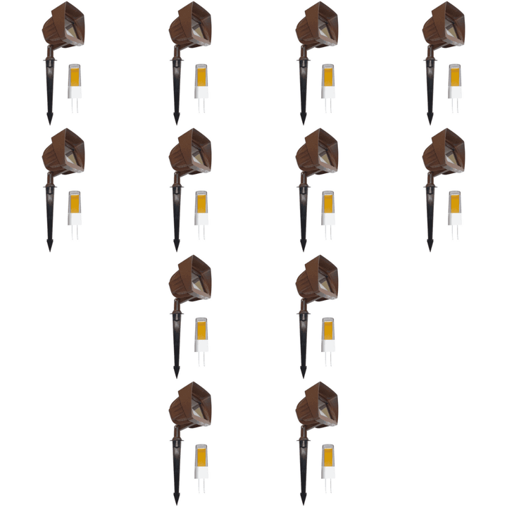 Outdoor Landscape Lighting LED 12V Low Voltage KL100 4x/8x/12x Package Low Voltage LED Directional Floodlight Adjustable Outdoor Lighting 3W 2700K Bronze 12 Pack