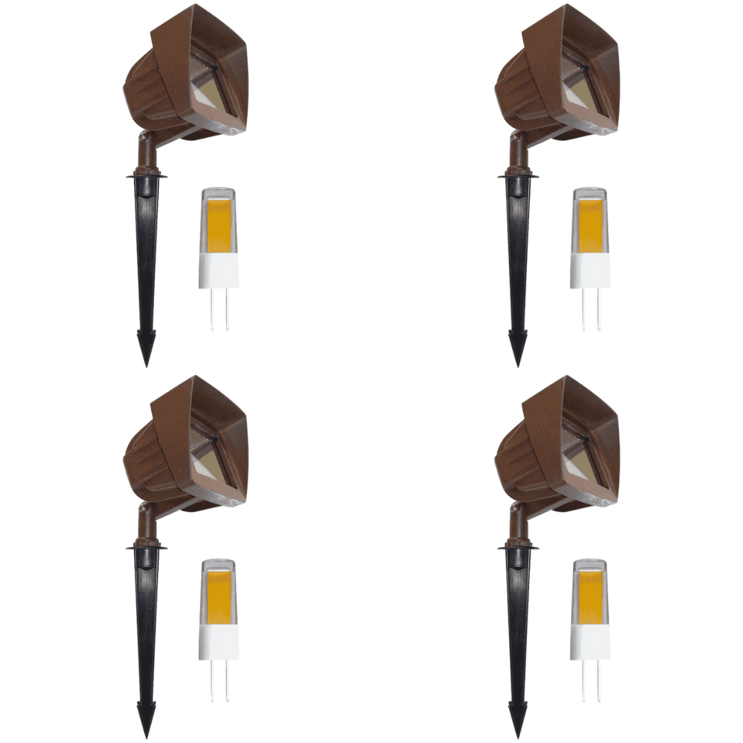 Outdoor Landscape Lighting LED 12V Low Voltage KL100 4x/8x/12x Package Low Voltage LED Directional Floodlight Adjustable Outdoor Lighting 3W 2700K Bronze 4 Pack