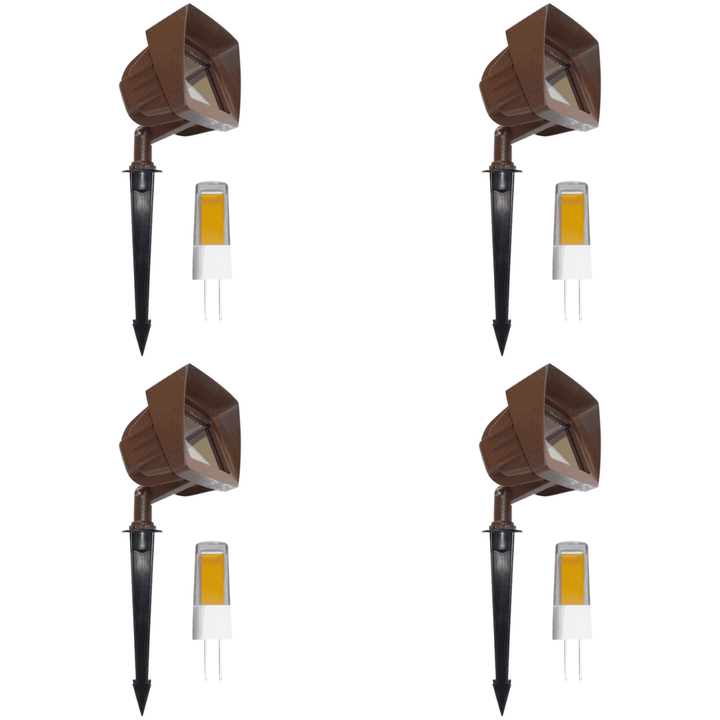 Outdoor Landscape Lighting LED 12V Low Voltage KL100 4x/8x/12x Package Low Voltage LED Directional Floodlight Adjustable Outdoor Lighting 3W 2700K Bronze 4 Pack