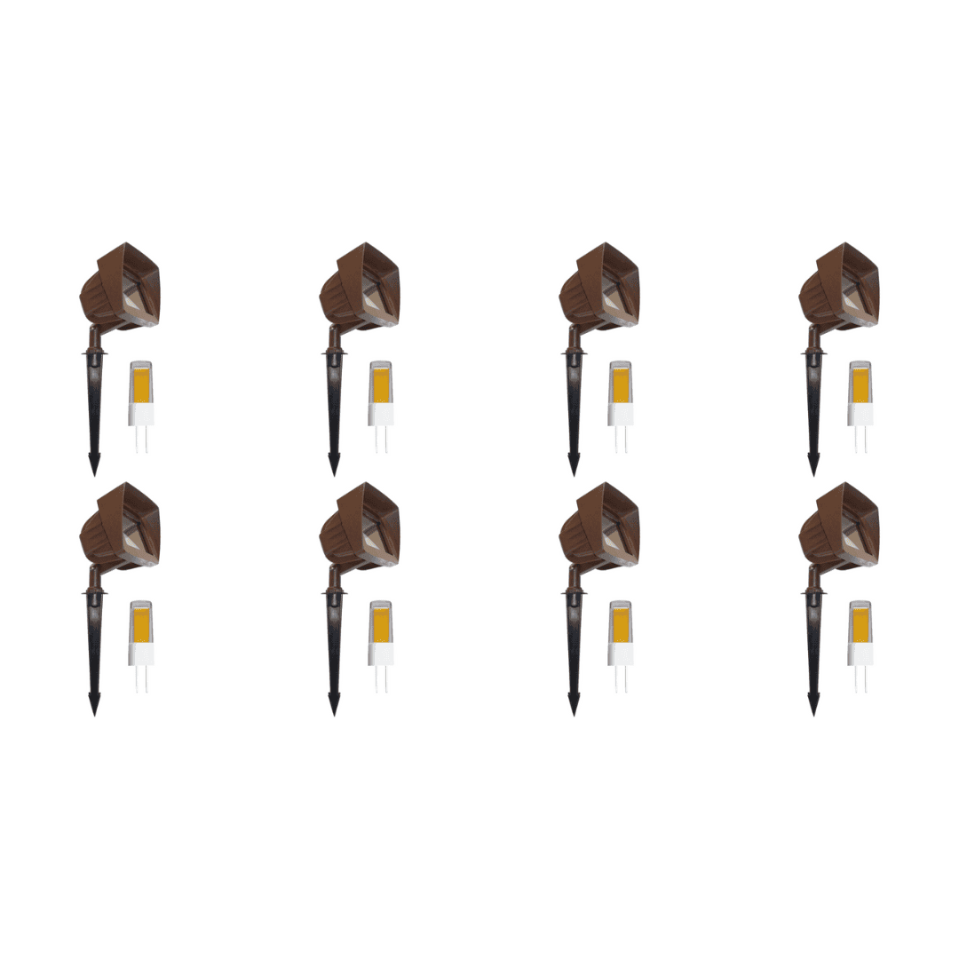Outdoor Landscape Lighting LED 12V Low Voltage KL100 4x/8x/12x Package Low Voltage LED Directional Floodlight Adjustable Outdoor Lighting 3W 2700K Bronze 8 Pack