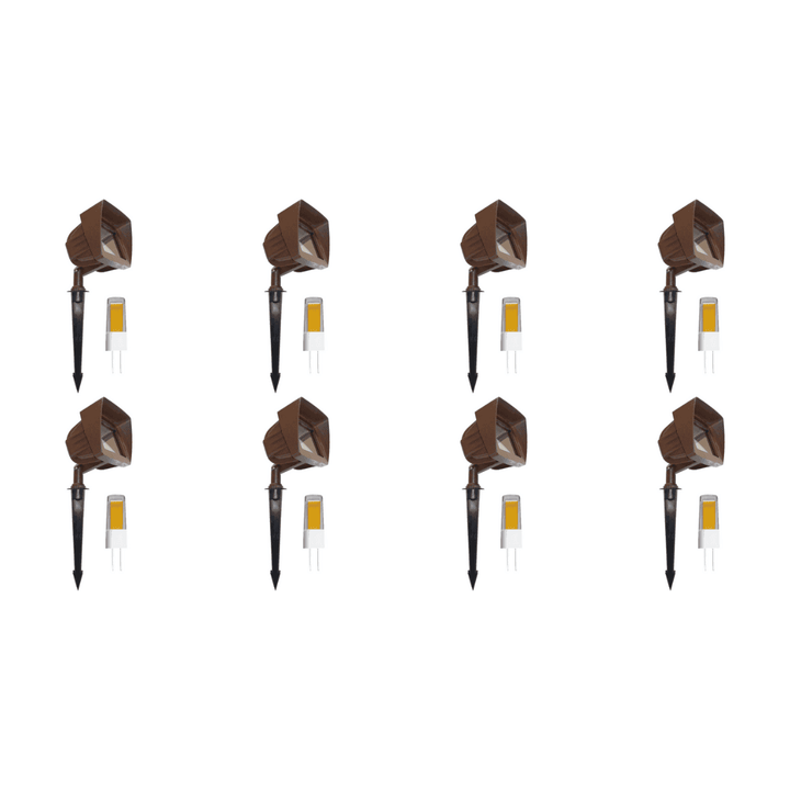 Outdoor Landscape Lighting LED 12V Low Voltage KL100 4x/8x/12x Package Low Voltage LED Directional Floodlight Adjustable Outdoor Lighting 3W 2700K Bronze 8 Pack