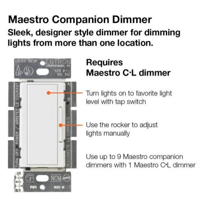 Outdoor Landscape Lighting LED 12V Low Voltage Lutron Maestro C.L Digital Dimmer Multi-Location Switch Kit, White