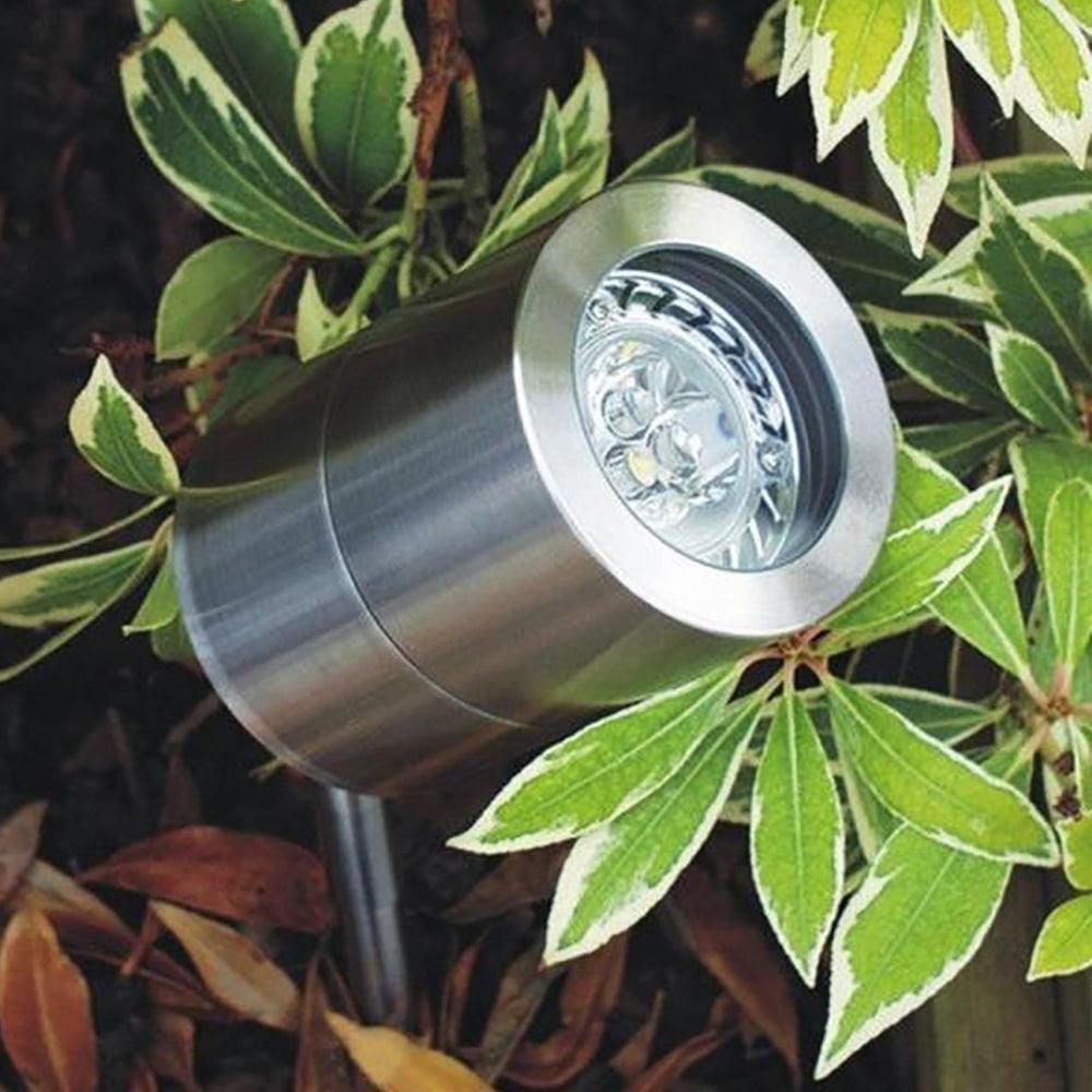Outdoor Landscape Lighting LED 12V Low Voltage SPS02 4x/8x/12x Package 12V Low Voltage LED Stainless Steel Spotlight Adjustable Up Lighting Fixtures with 5W 3000K Bulb