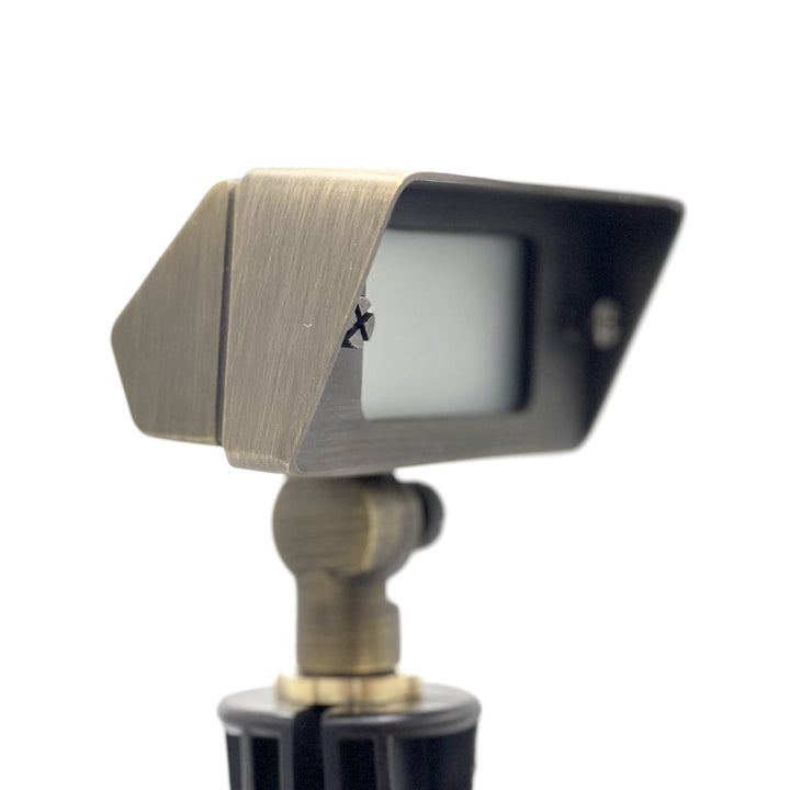 Outdoor Landscape Lighting LED 12V Low Voltage FLBP02 Tulay Antique Brass Squared Floodlight Low Voltage Landscape Lighting