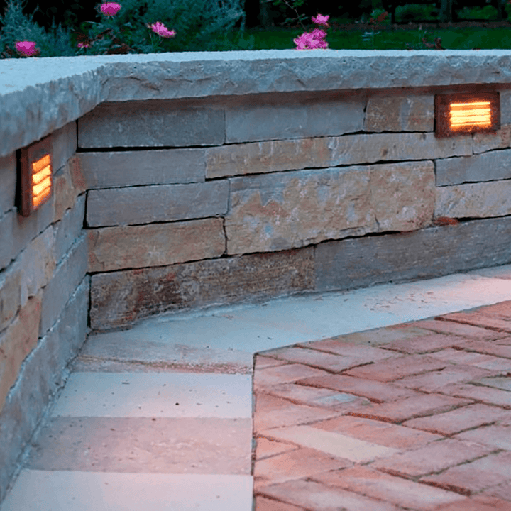 Outdoor Landscape Lighting LED 12V Low Voltage STB02 4x/8x/12x Package Louver Horizontal Waterproof LED Brass 4.5" Brick Lights Edge Step Lighting 12V Low Voltage 3W 3000K Bulb