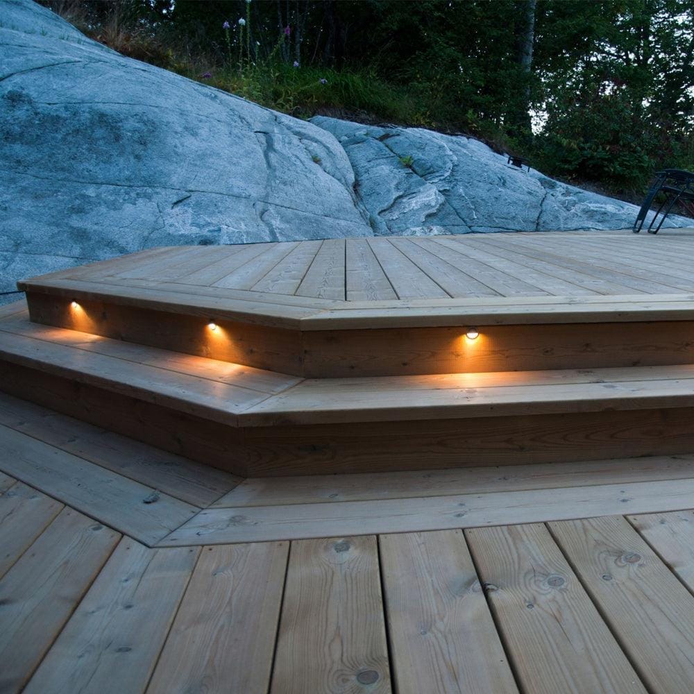 Outdoor Landscape Lighting LED 12V Low Voltage STB09 4x/8x/12x Package LED Brass 3.42" Round Deck Light Surface Mount 12V Low Voltage Landscape Lighting 3W 3000K Bulb