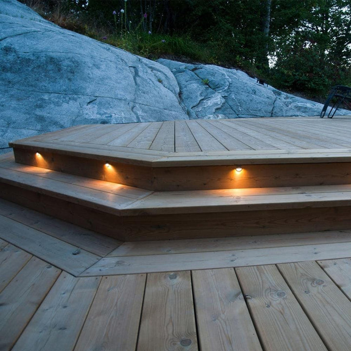 Outdoor Landscape Lighting LED 12V Low Voltage STB09 4x/8x/12x Package LED Brass 3.42" Round Deck Light Surface Mount 12V Low Voltage Landscape Lighting 3W 3000K Bulb