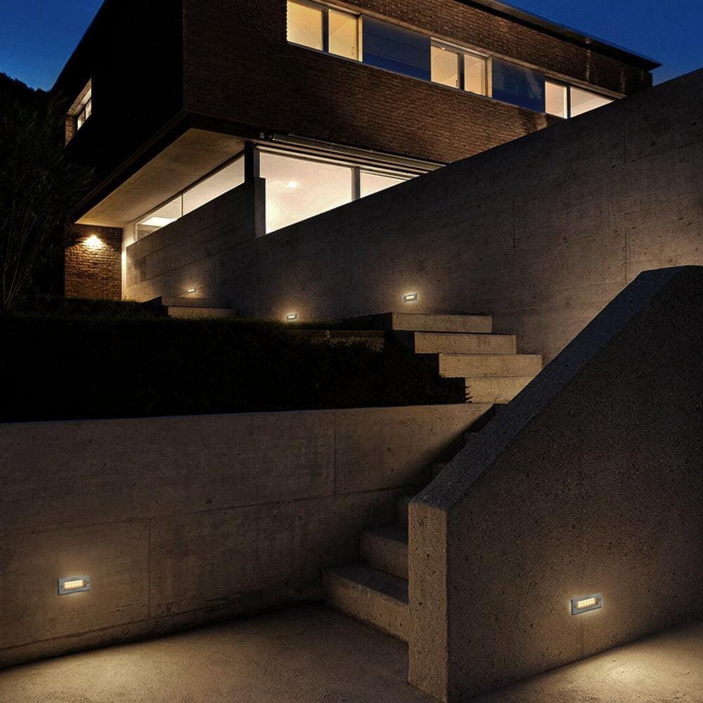 Outdoor Landscape Lighting LED 12V Low Voltage STS02 4x/8x/12x Package Outdoor Recessed Brick Wall Light 12V Low Voltage 3W 3000K Warm White Integrated LED Step/ Stair Lighting Fixture